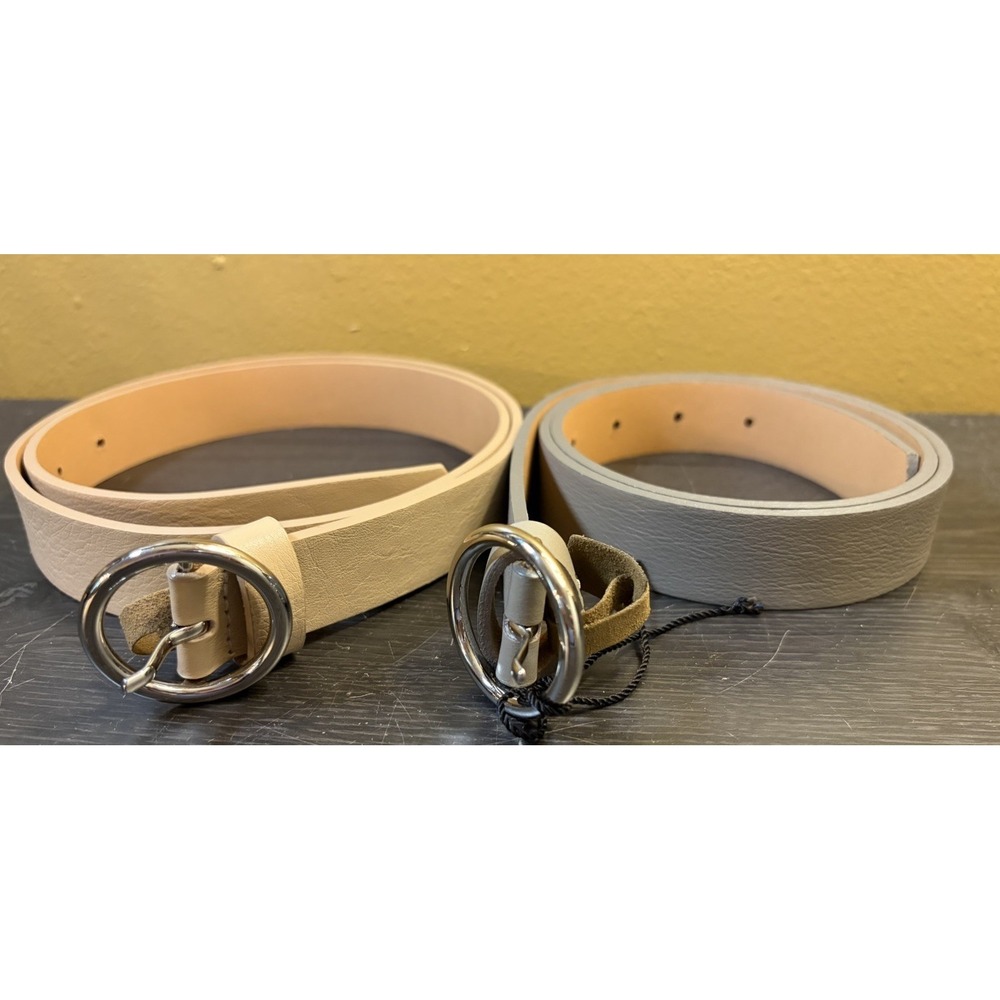 Medike Landes Set Women's Small Gray Cream Italian Leather Adj Belt Canada